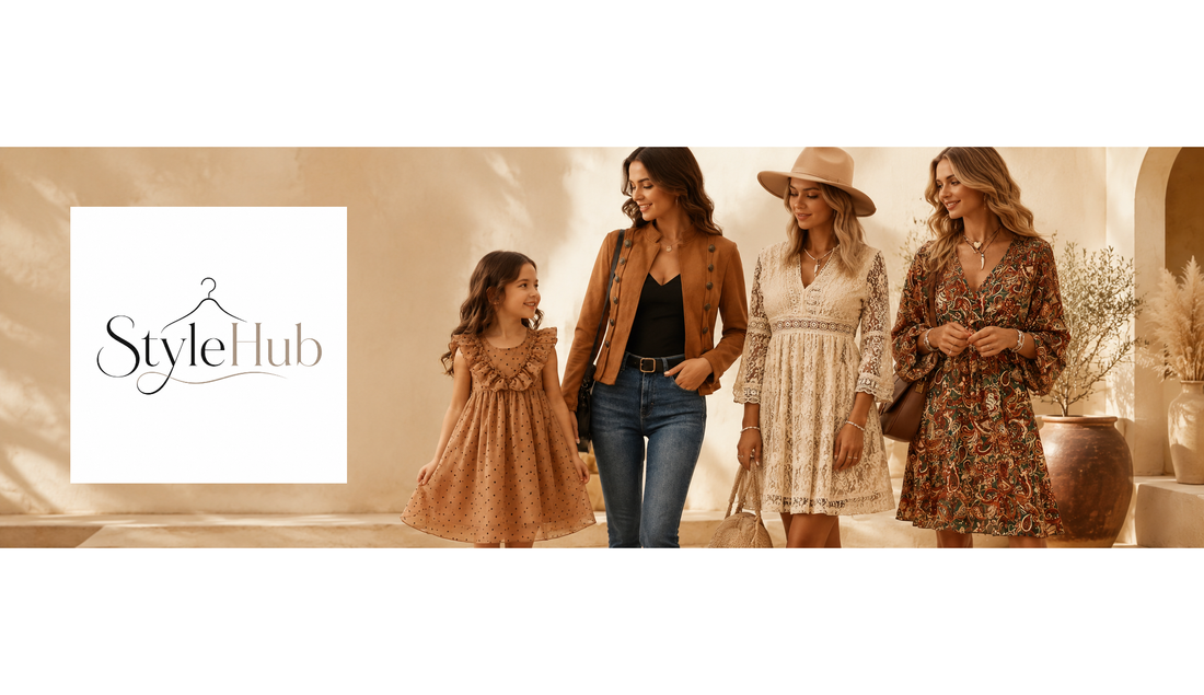 Women and child modeling clothing available from StyleHub Company